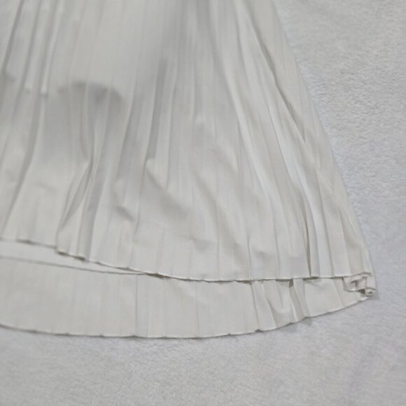 Speechless ✦ White & Black Halter Pleated Dress ✦ Formal Midi w/ Ruched Waist L - Picture 8 of 12